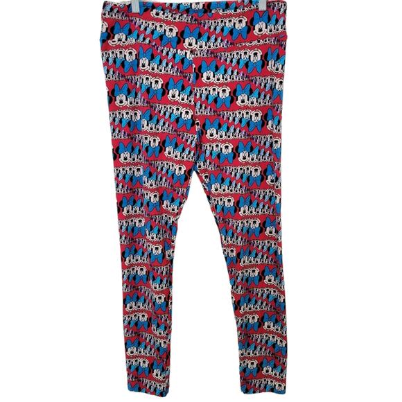 LulaRoe Tall & Curvy Leggings XL Disney Minnie Mouse Red Blue White All Over - Picture 2 of 10
